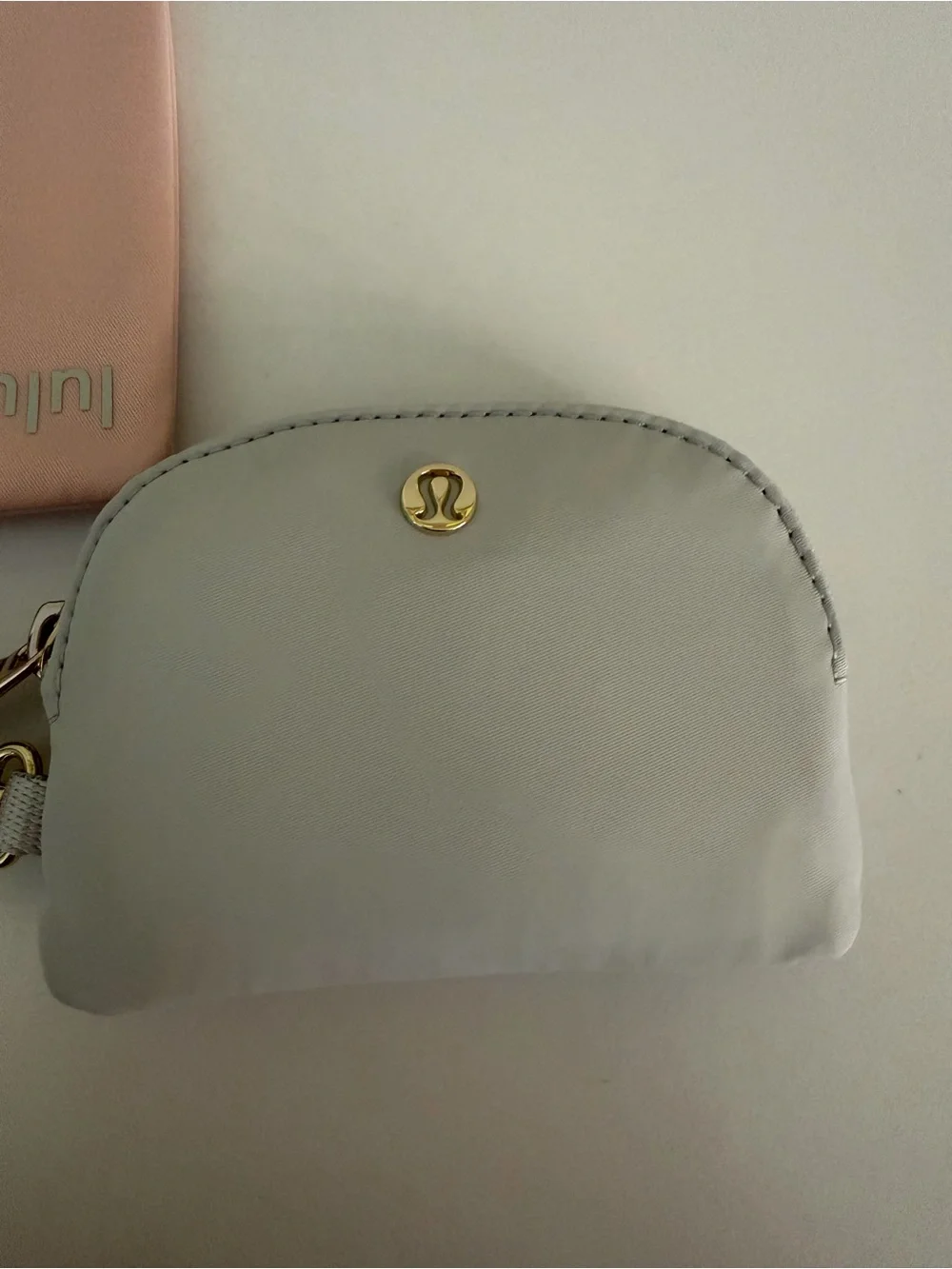 lululemon athletica Pink and Light Gray Wristlet Key & Card Pouch Set